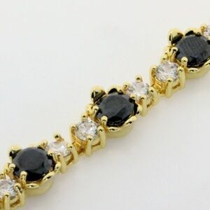 Elite New 14.95ctw Black Spinal & White Topaz Bracelet, 7.5 inches,